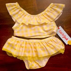 Cat & Jack yellow and white bathing suit
